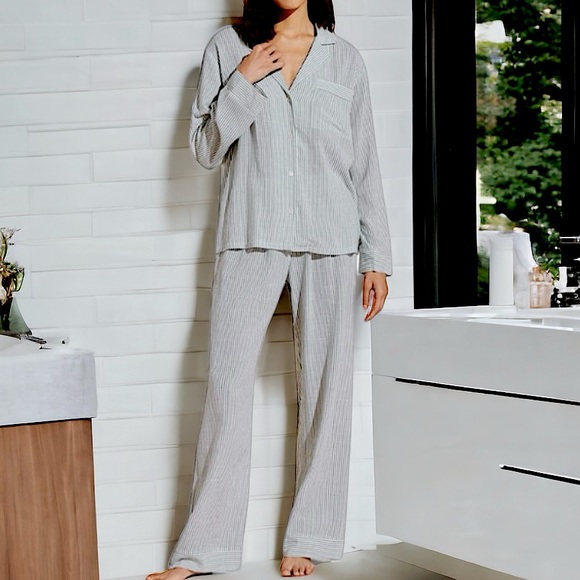 Eberjey Gray Striped Pajama Set - Picture 1 of 14